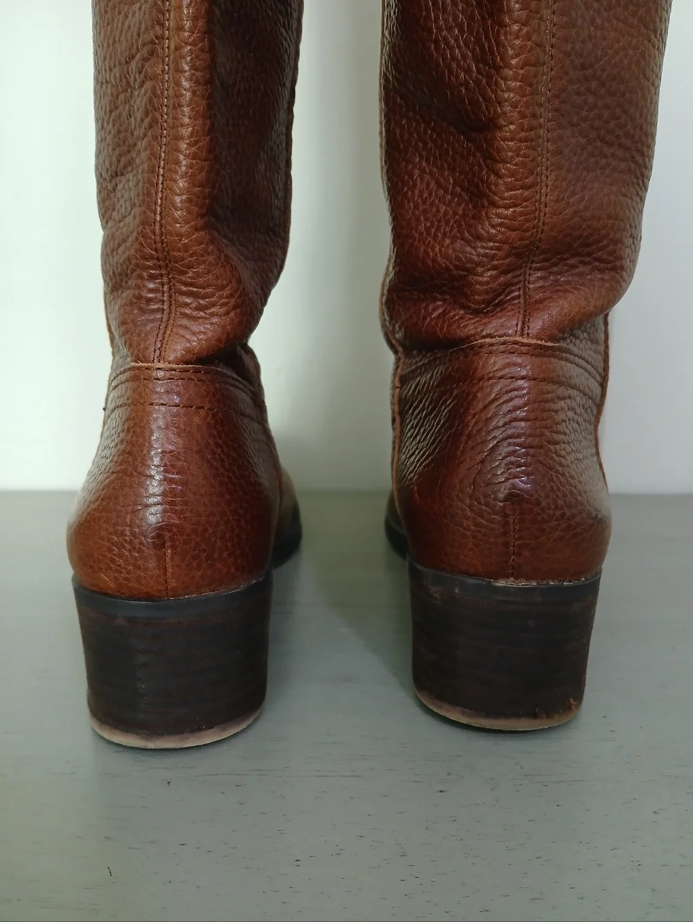 **Fair** Lucky Brand 7.5 Tall leather brown boots wide calf heeled boots - Picture 7 of 11